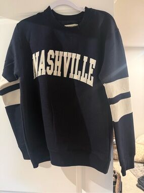 Nashville Navy Crewneck Sweatshirt with Cream Stripes NWT